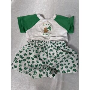 Vintage Build a‎ Bear St Patricks Day Outfit and Shamrock Shirt Shorts Set